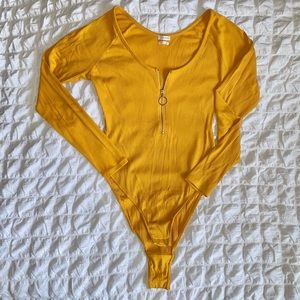 Urban Outfitters Yellow Long Sleeve Bodysuit